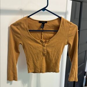 Forever 21 Mustard Yellow Ribbed Crop Top